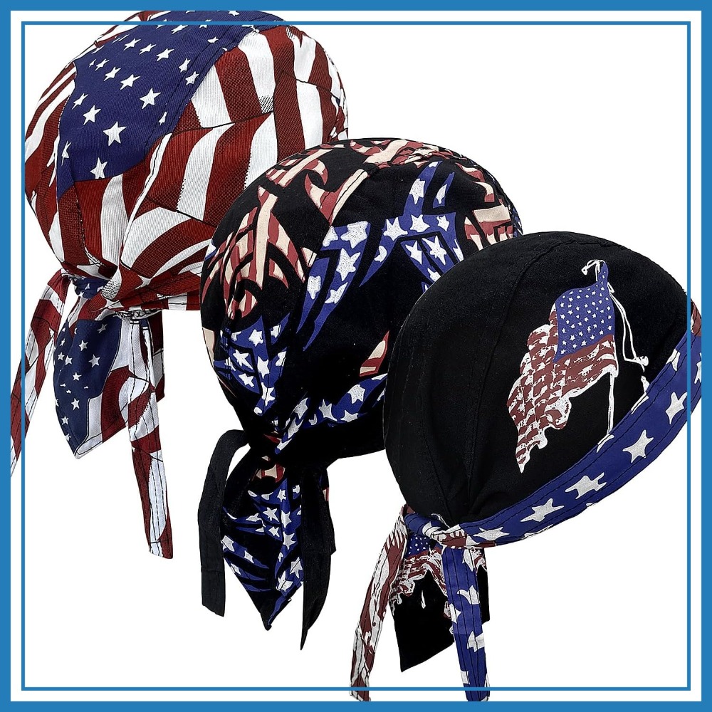 Skull Cap Helmet Liner - 3 Pack Doo Rags for Men,