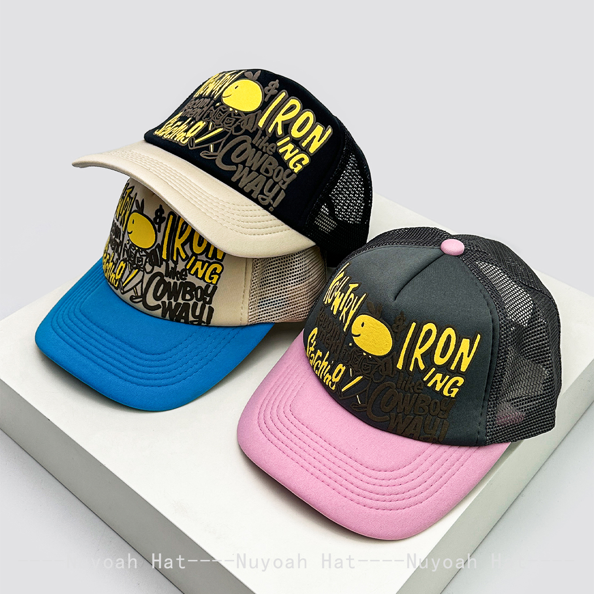 Trucker Cap Mesh - New Unisex Color Block 3D Printed