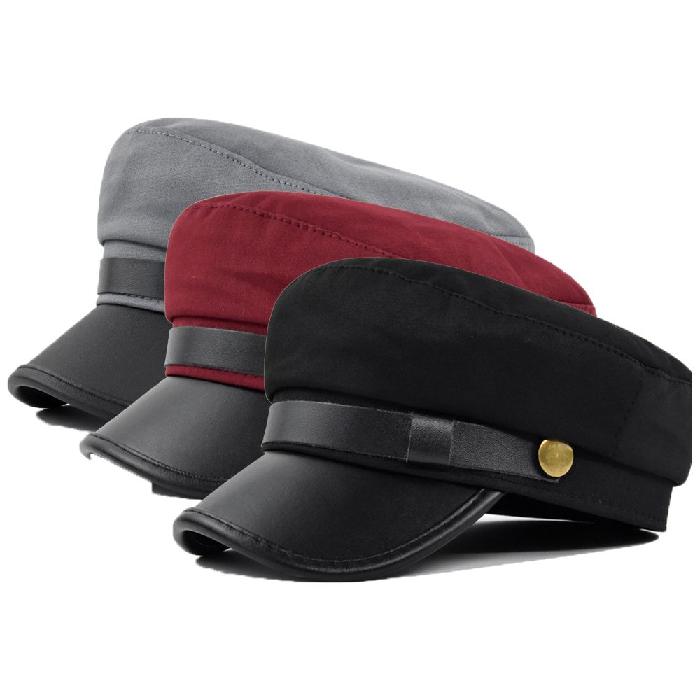 Snapback Hat Flat - Elegant Warm PU Leather Metal Button