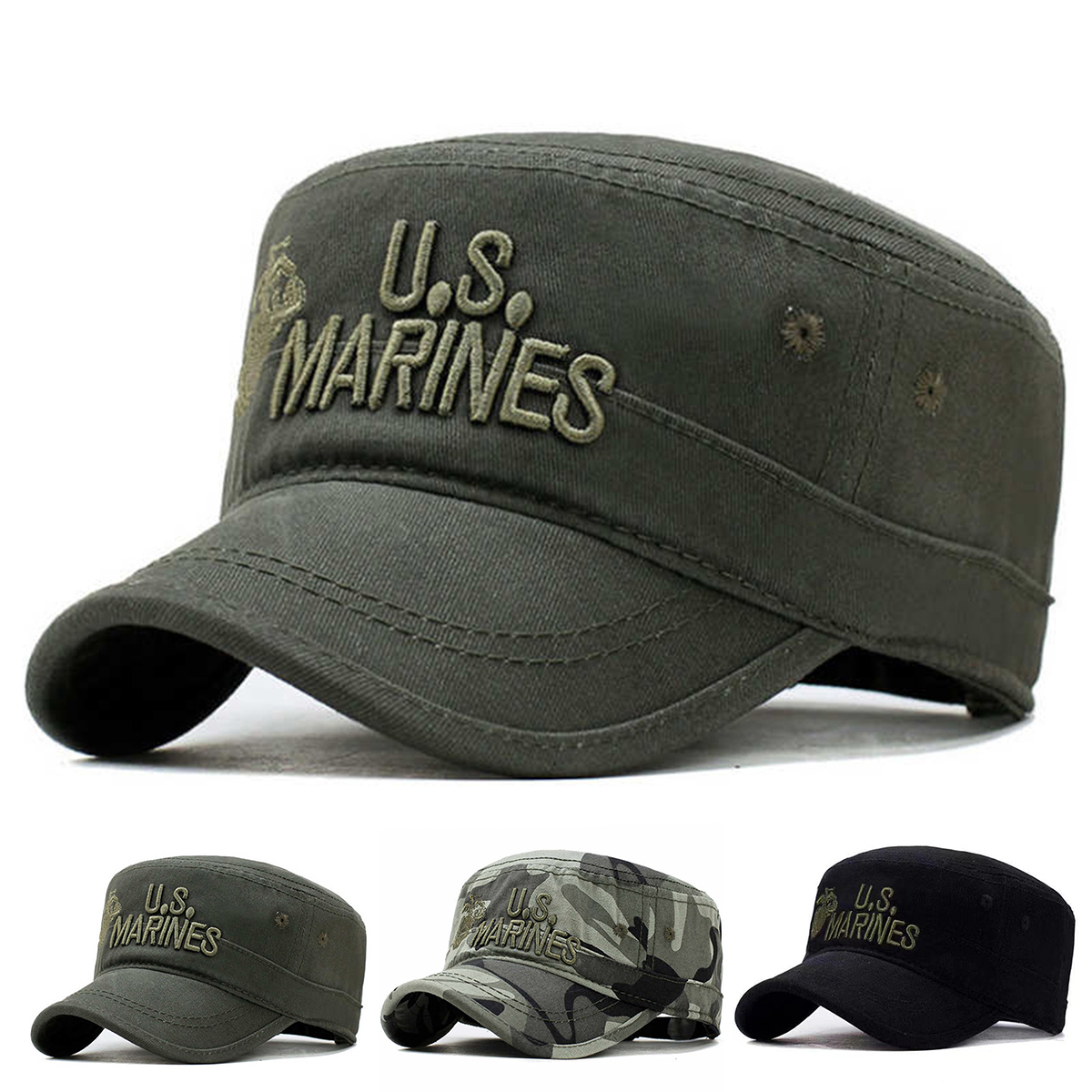 Snapback Hat Flat - Unisex US MARINES Letter Embroidery Embroidery