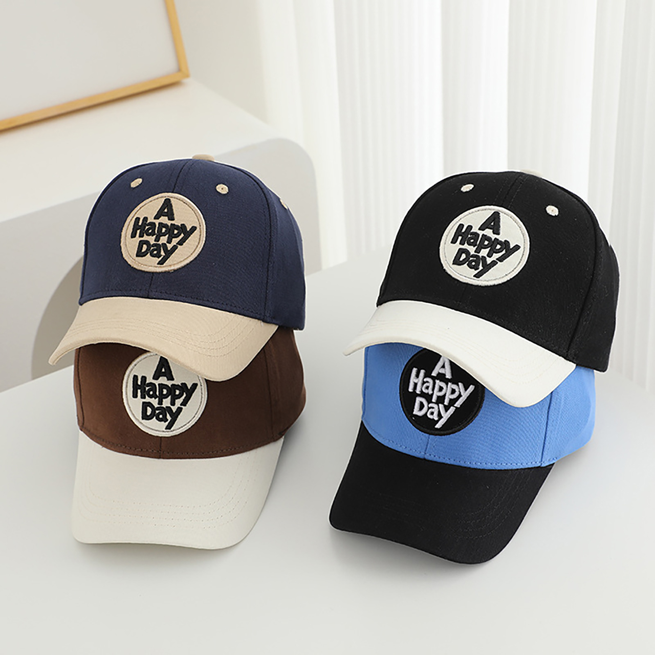 Visor Sun Hat - Letter Patchwork Baseball Cap for Kids
