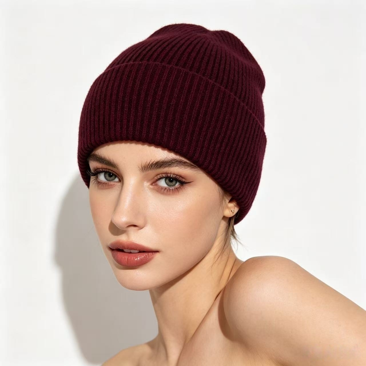 Navy Blue Ribbed Knit Thermal  - Beanie Cuffed Knit บทวิจารณ์และราคา