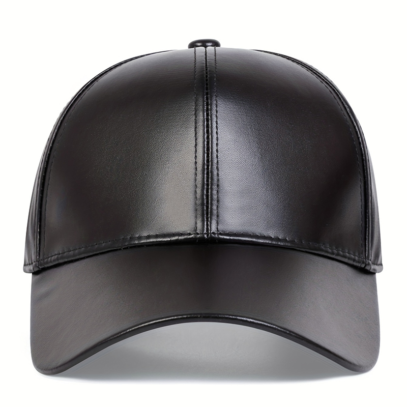 Fashion Men PU Solid Leather B - Baseball Cap Structured บทวิจารณ์และราคา