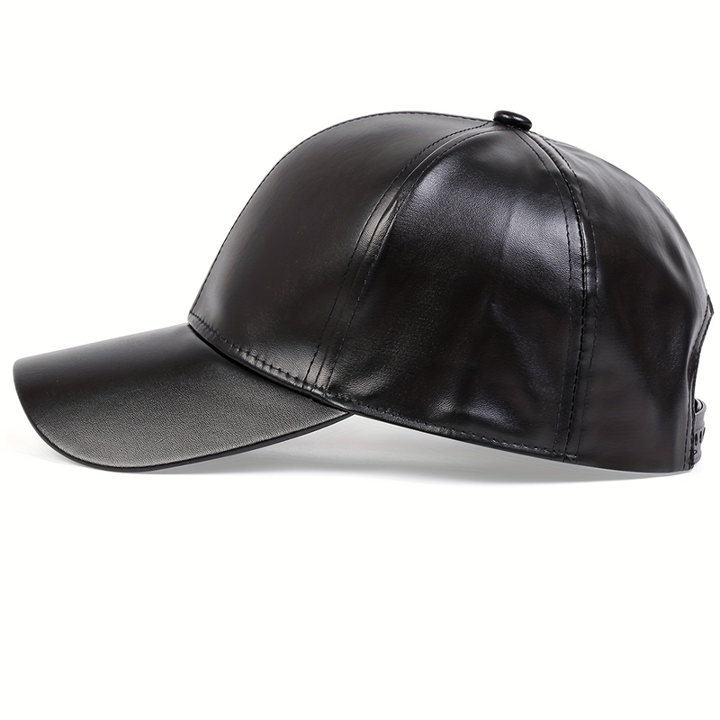 Fashion Men PU Solid Leather B - Baseball Cap Structured บทวิจารณ์และราคา