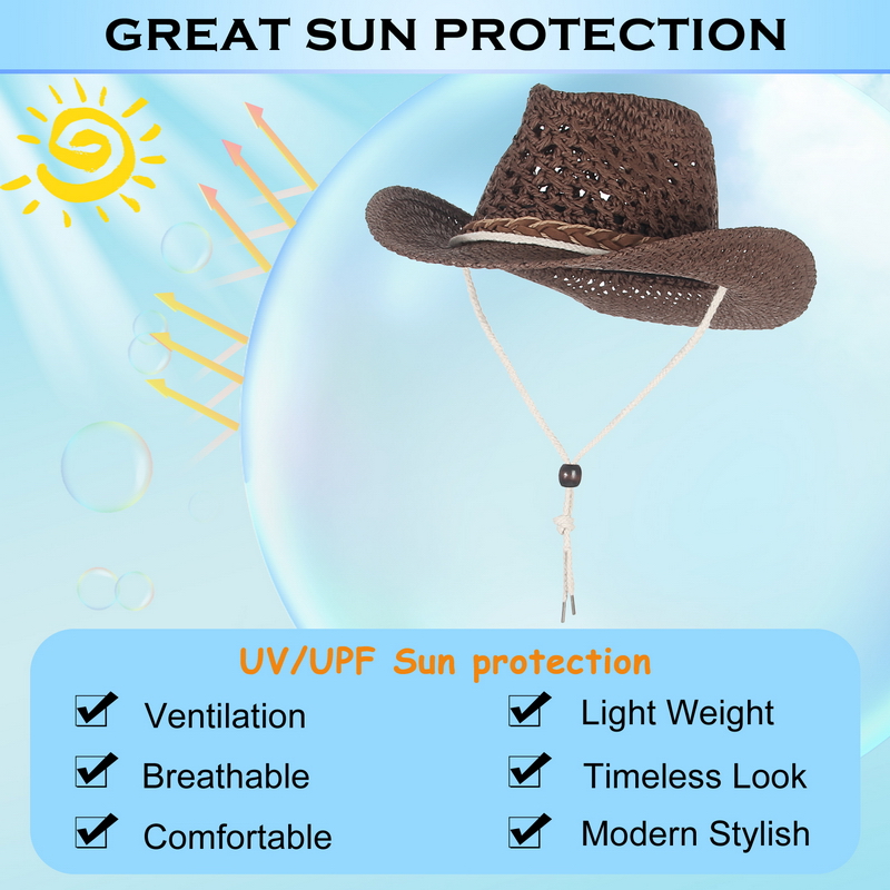 GEMVIE Child Summer Cowboy Hat - Cowboy Hat Straw บทวิจารณ์และราคา