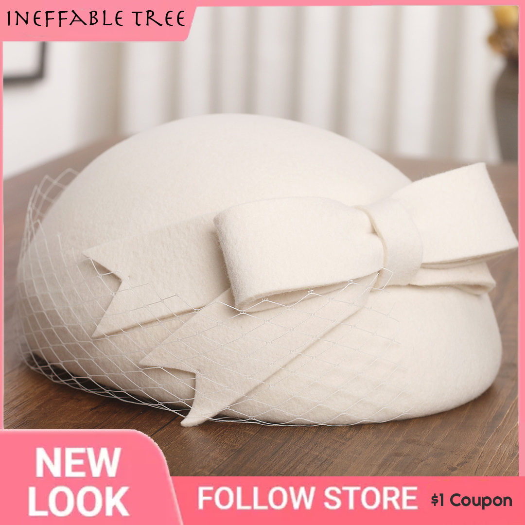 French Elegant Mesh-Bow Wool B - Beret French Wool บทวิจารณ์และราคา