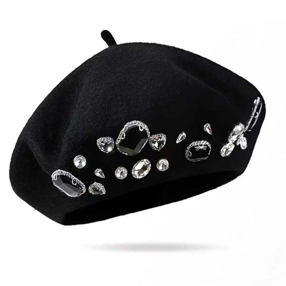 French Beret Thick Rhinestone  - Beret French Wool บทวิจารณ์และราคา