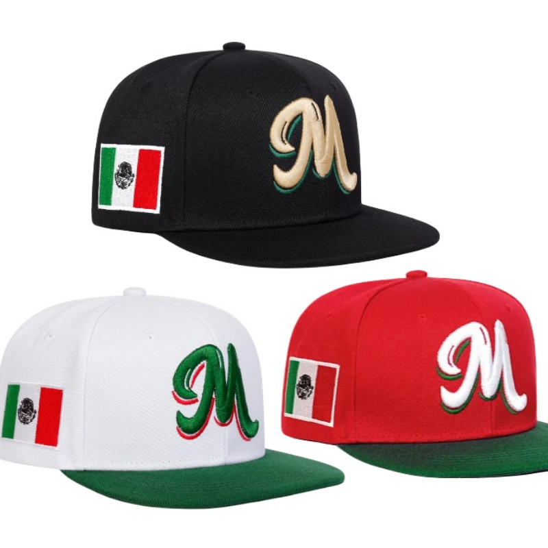 M Letter Embroidered Snapback  - Snapback Hat Flat บทวิจารณ์และราคา
