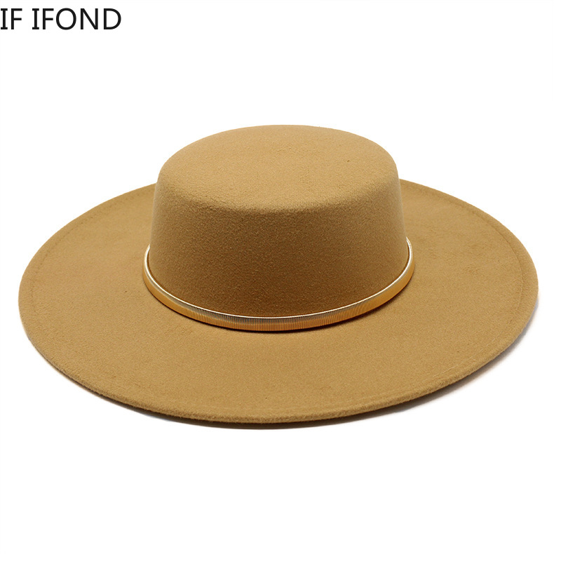 Black Big Wide Brim Church Der - Fedora Hat Wool บทวิจารณ์และราคา