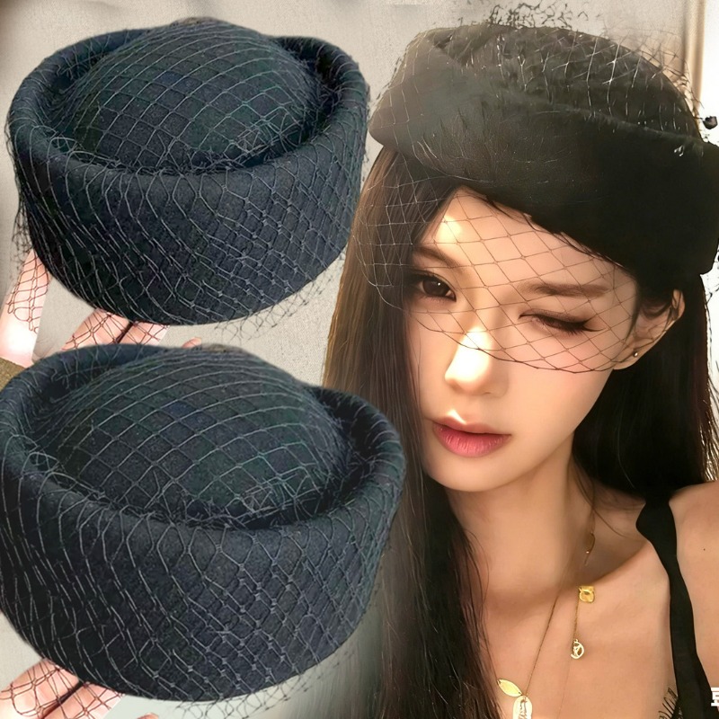 Fashion Mesh Flat Top Beret Ha - Beret French Wool บทวิจารณ์และราคา