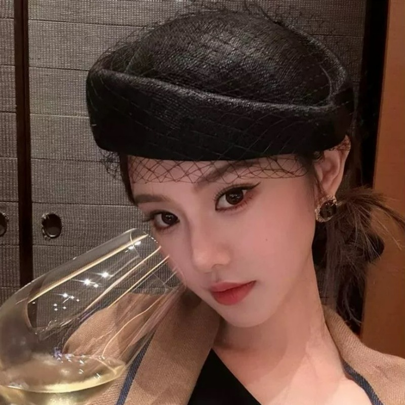Fashion Mesh Flat Top Beret Ha - Beret French Wool บทวิจารณ์และราคา