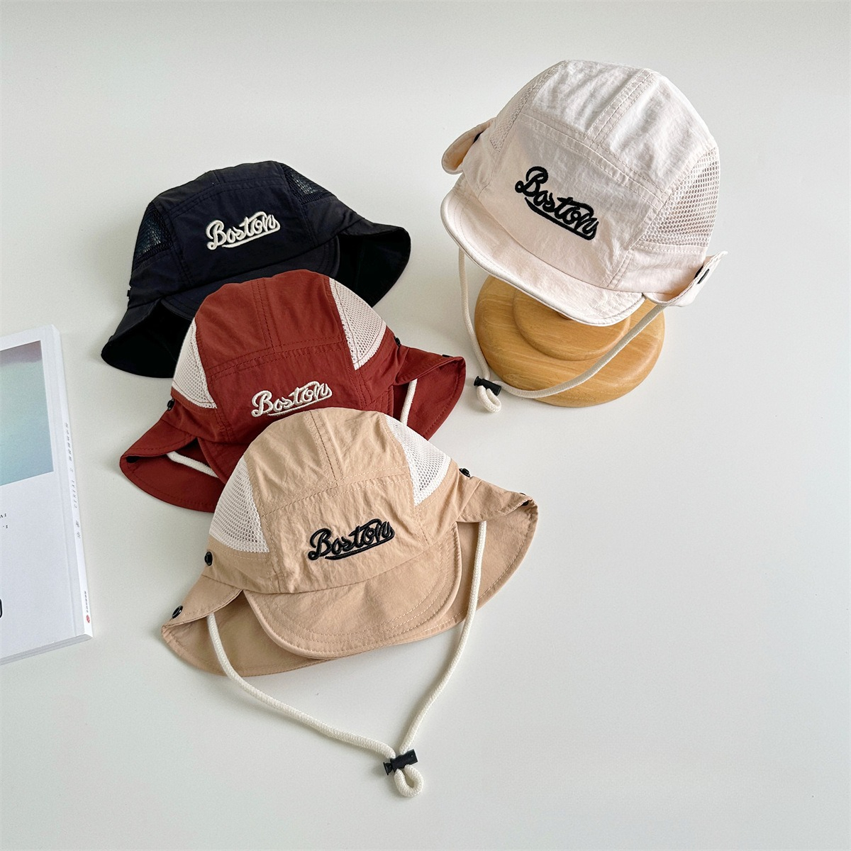 Letter Embroidered Baby Sun Ha - Bucket Hat Cotton บทวิจารณ์และราคา