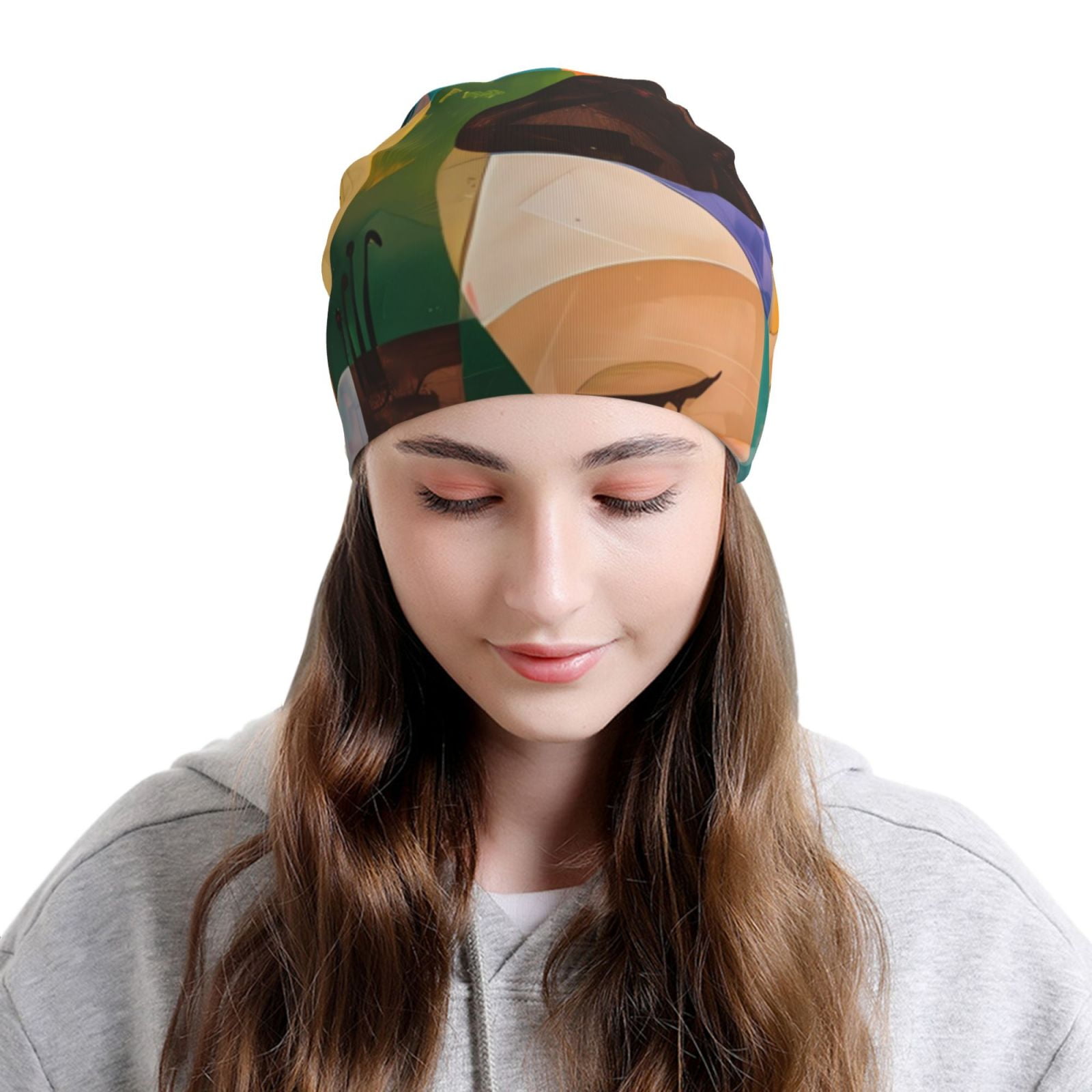 Abstract Musical Faces Printed - Beanie Cuffed Knit บทวิจารณ์และราคา
