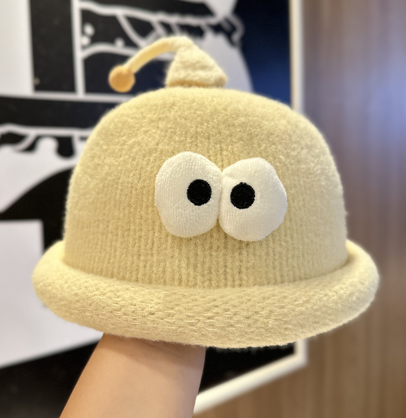 Playful Big-Eyed Garlic Knitte - Beanie Cuffed Knit บทวิจารณ์และราคา