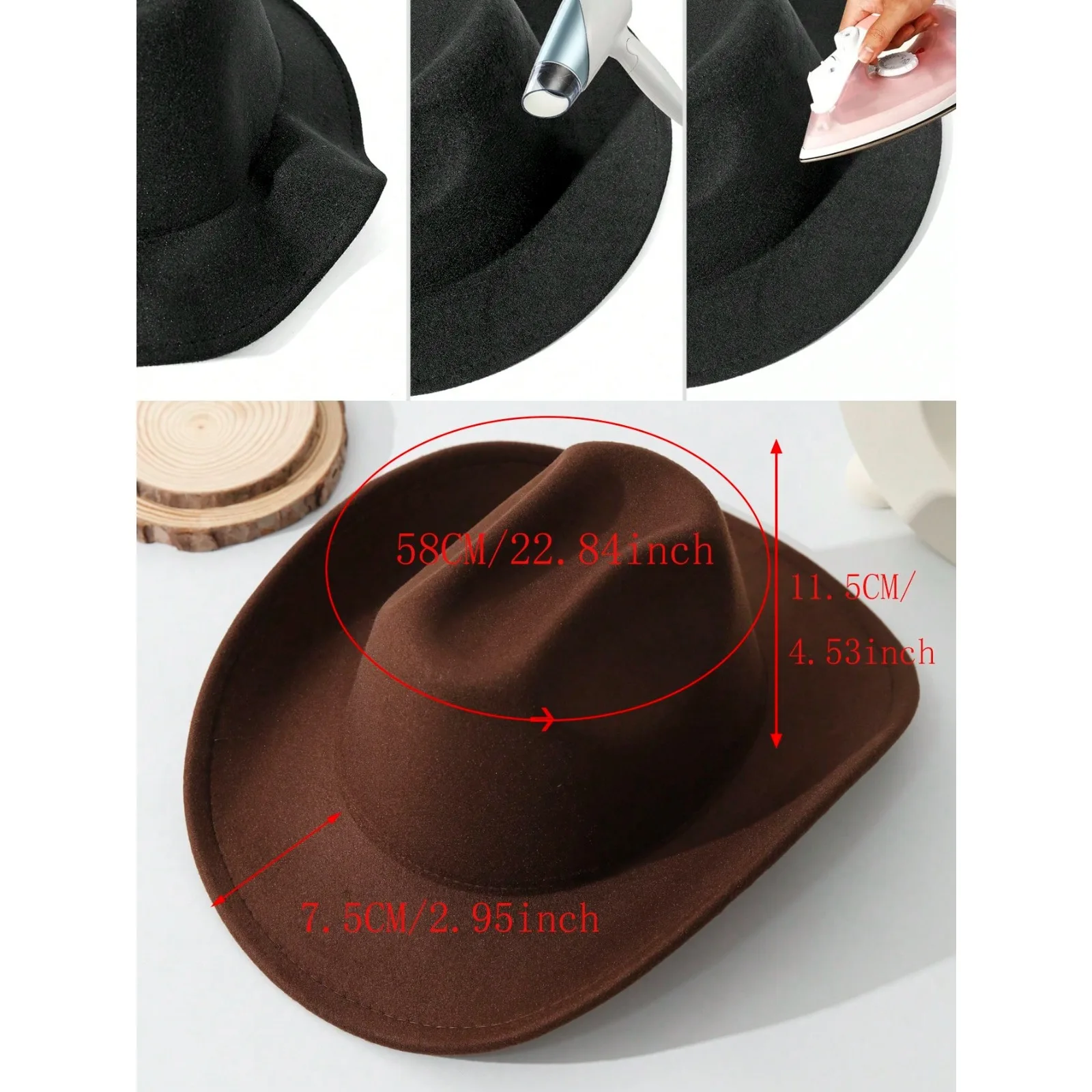 1 Piece Unisex Solid Cowgirl/C - Cowboy Hat Straw บทวิจารณ์และราคา