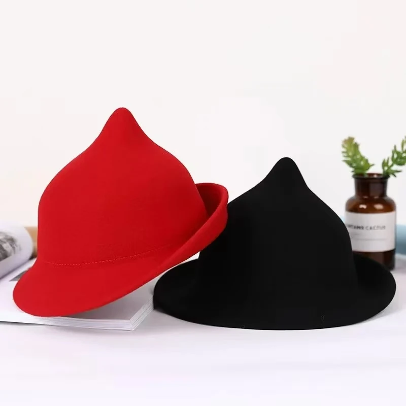 100% Wool Modern Witch Hat Hal - Fedora Hat Wool บทวิจารณ์และราคา