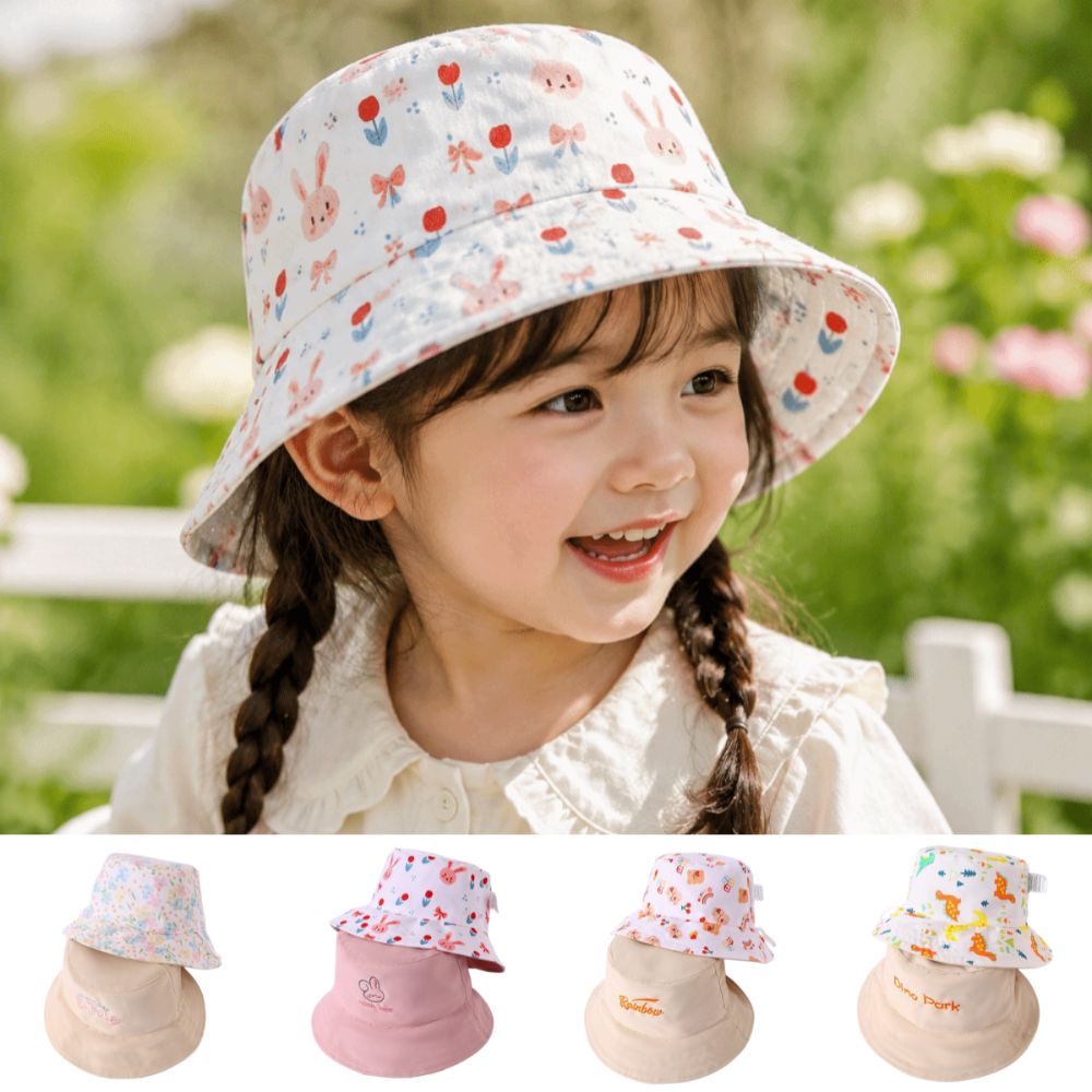 New Double Sided Kid Bucket Ha - Bucket Hat Cotton บทวิจารณ์และราคา