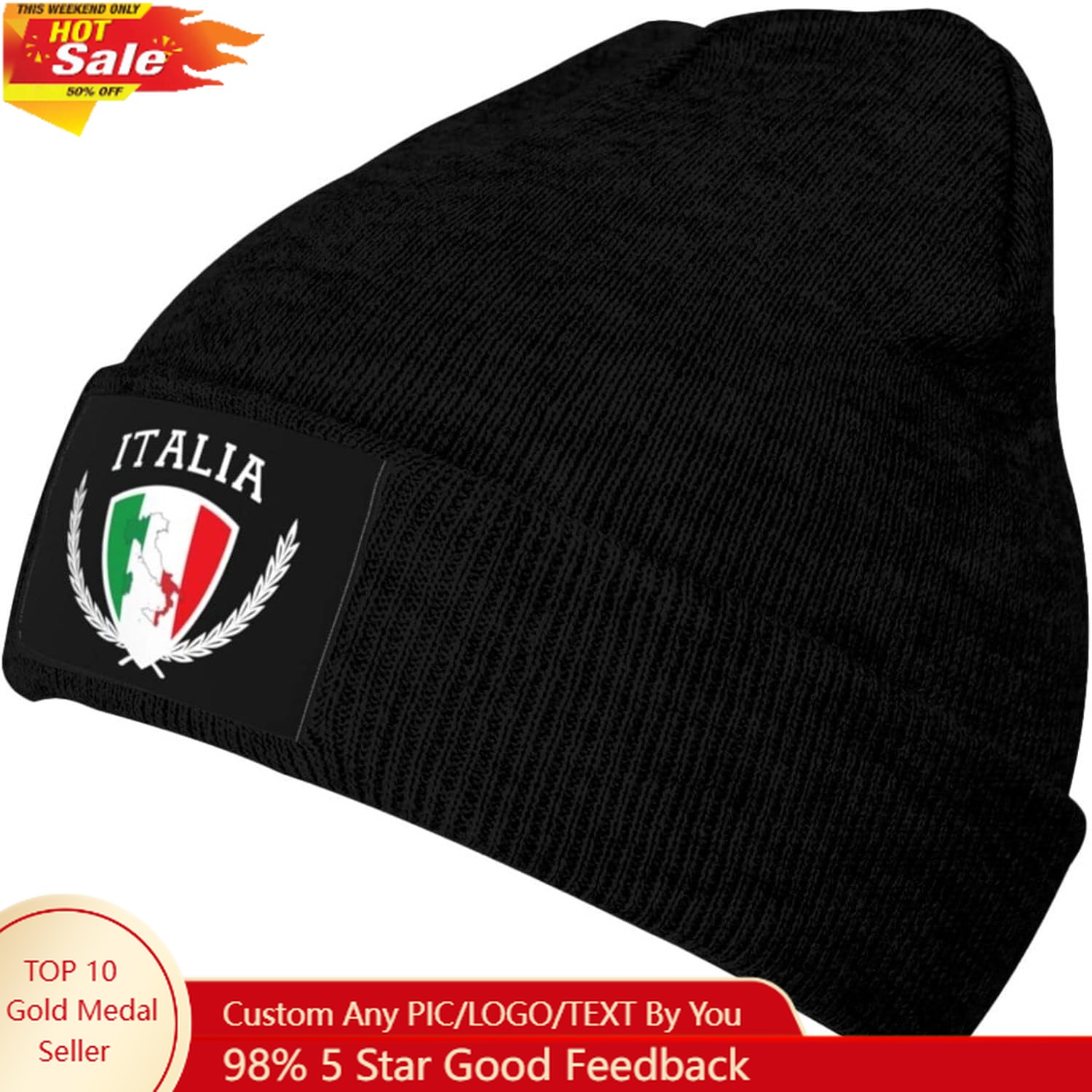 Italia Italy Italian Flag Knit - Beanie Cuffed Knit บทวิจารณ์และราคา