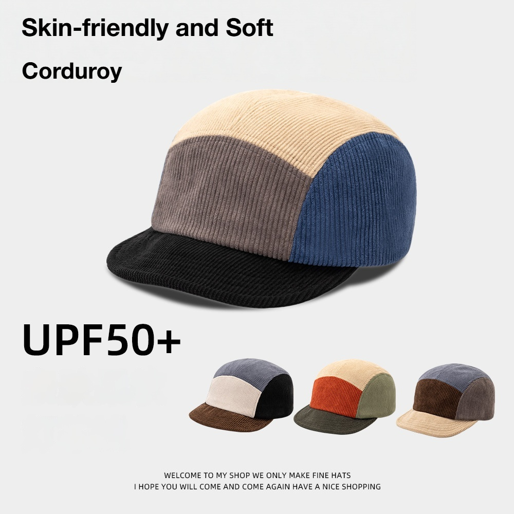 Unisex Vintage Color Block Cor - Corduroy Cap 5 Panel บทวิจารณ์และราคา