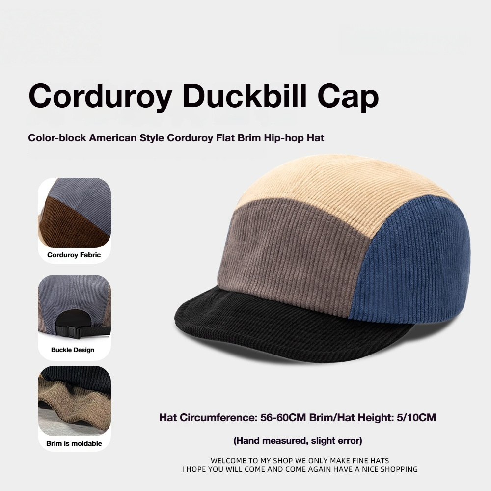 Unisex Vintage Color Block Cor - Corduroy Cap 5 Panel บทวิจารณ์และราคา