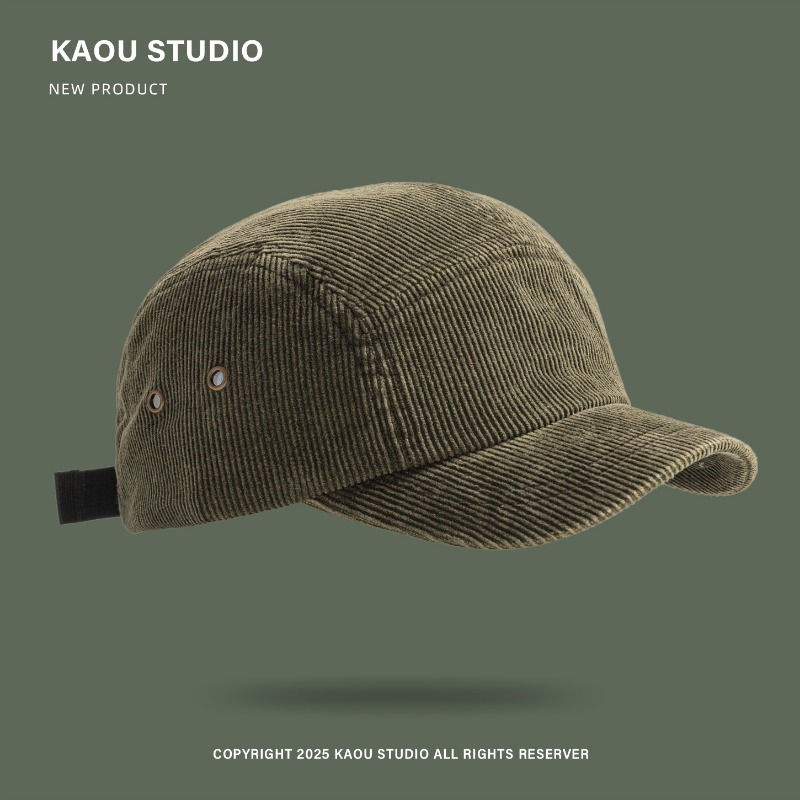 Japanese Retro Solid Color Cor - Corduroy Cap 5 Panel บทวิจารณ์และราคา