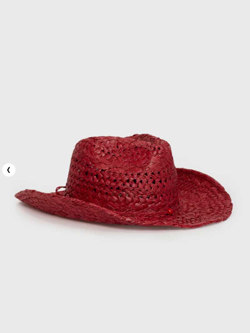 Cowboy hat red hand-painted su - Cowboy Hat Straw บทวิจารณ์และราคา