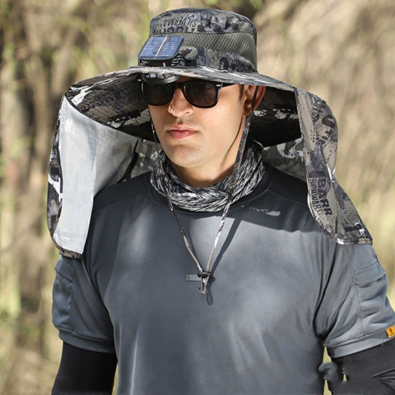 Solar Fan Hat Dual USB Recharg - Bucket Hat Cotton บทวิจารณ์และราคา
