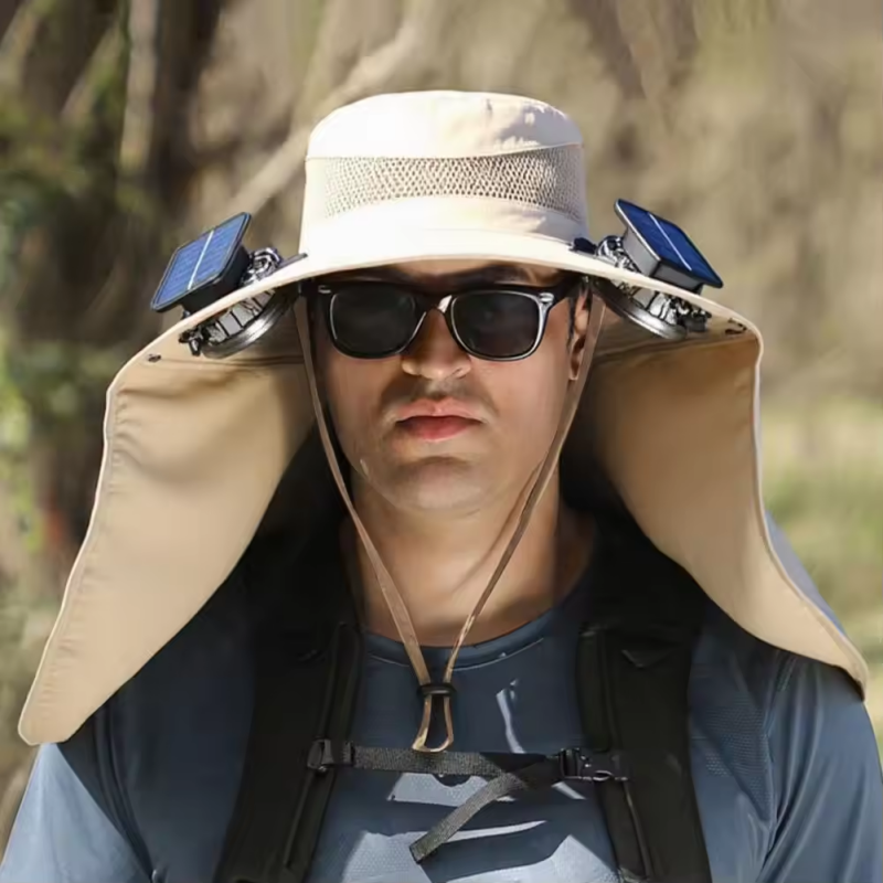 Solar Fan Hat Dual USB Recharg - Bucket Hat Cotton บทวิจารณ์และราคา