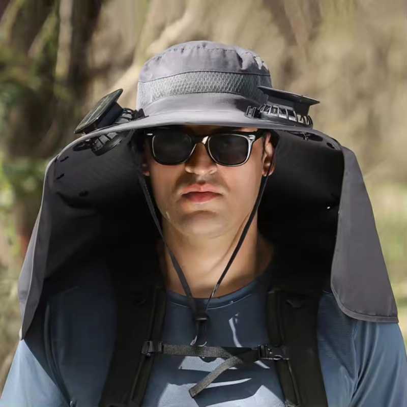 Solar Fan Hat Dual USB Recharg - Bucket Hat Cotton บทวิจารณ์และราคา