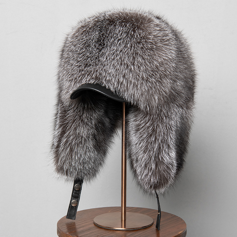 100% Real Fox Fur Hats Women's - Trapper Hat Ear Flap บทวิจารณ์และราคา