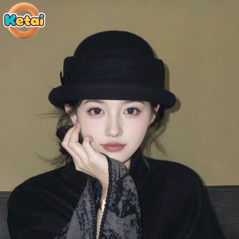 Black Wool Top Hat Beret Women - Beret French Wool บทวิจารณ์และราคา