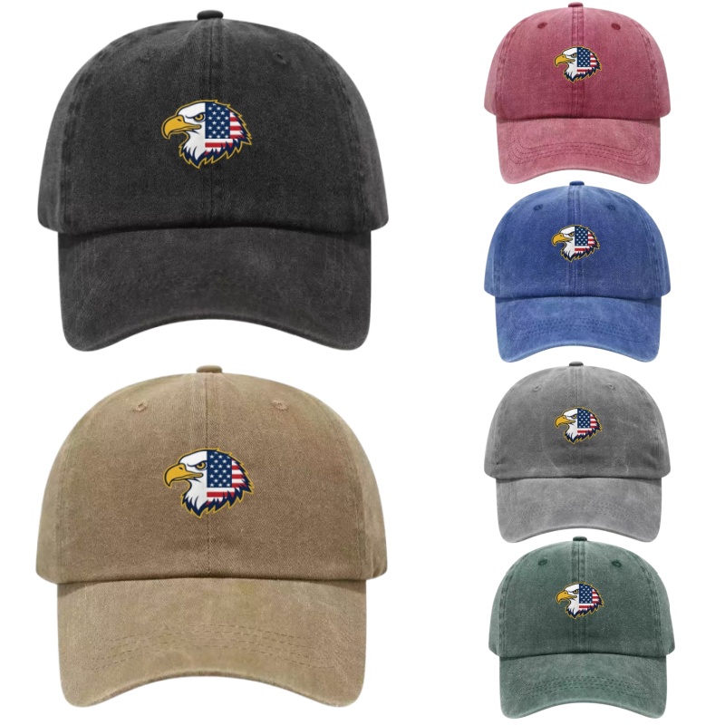 USA Bald Eagle Printed Washed  - Golf Cap Dad บทวิจารณ์และราคา