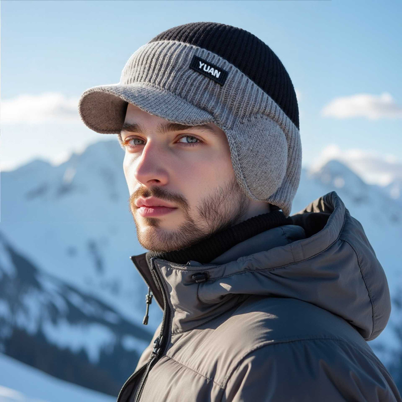 Dual-Tone Knit Baseball Cap- O - Trapper Hat Ear Flap บทวิจารณ์และราคา