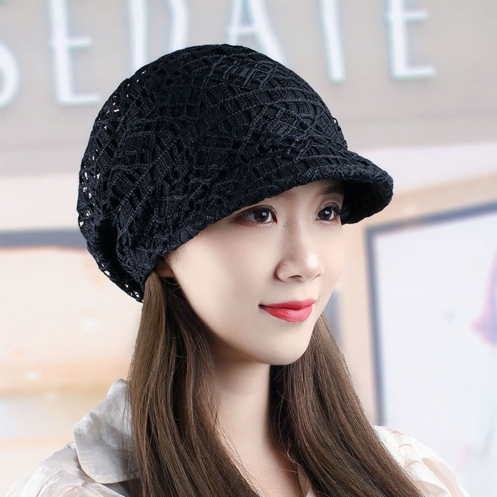 Hollow Out Flower Beanie Cap B - Baseball Cap Structured บทวิจารณ์และราคา