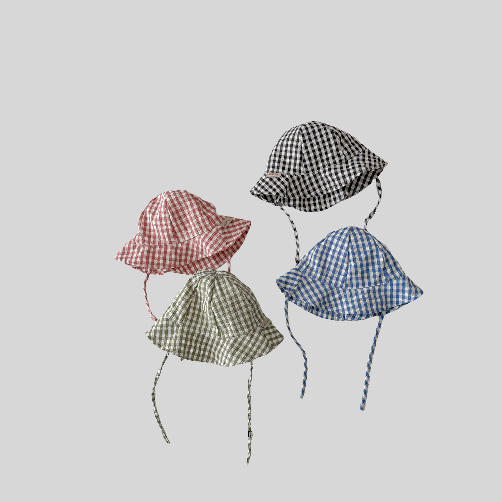 Ins Style Plaid Baby Bucket Ha - Bucket Hat Cotton บทวิจารณ์และราคา