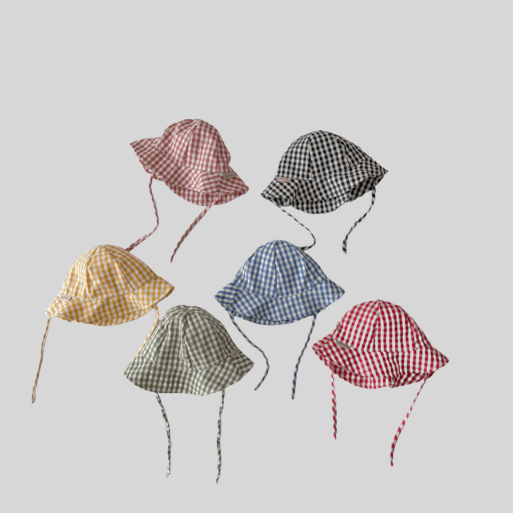 Ins Style Plaid Baby Bucket Ha - Bucket Hat Cotton บทวิจารณ์และราคา