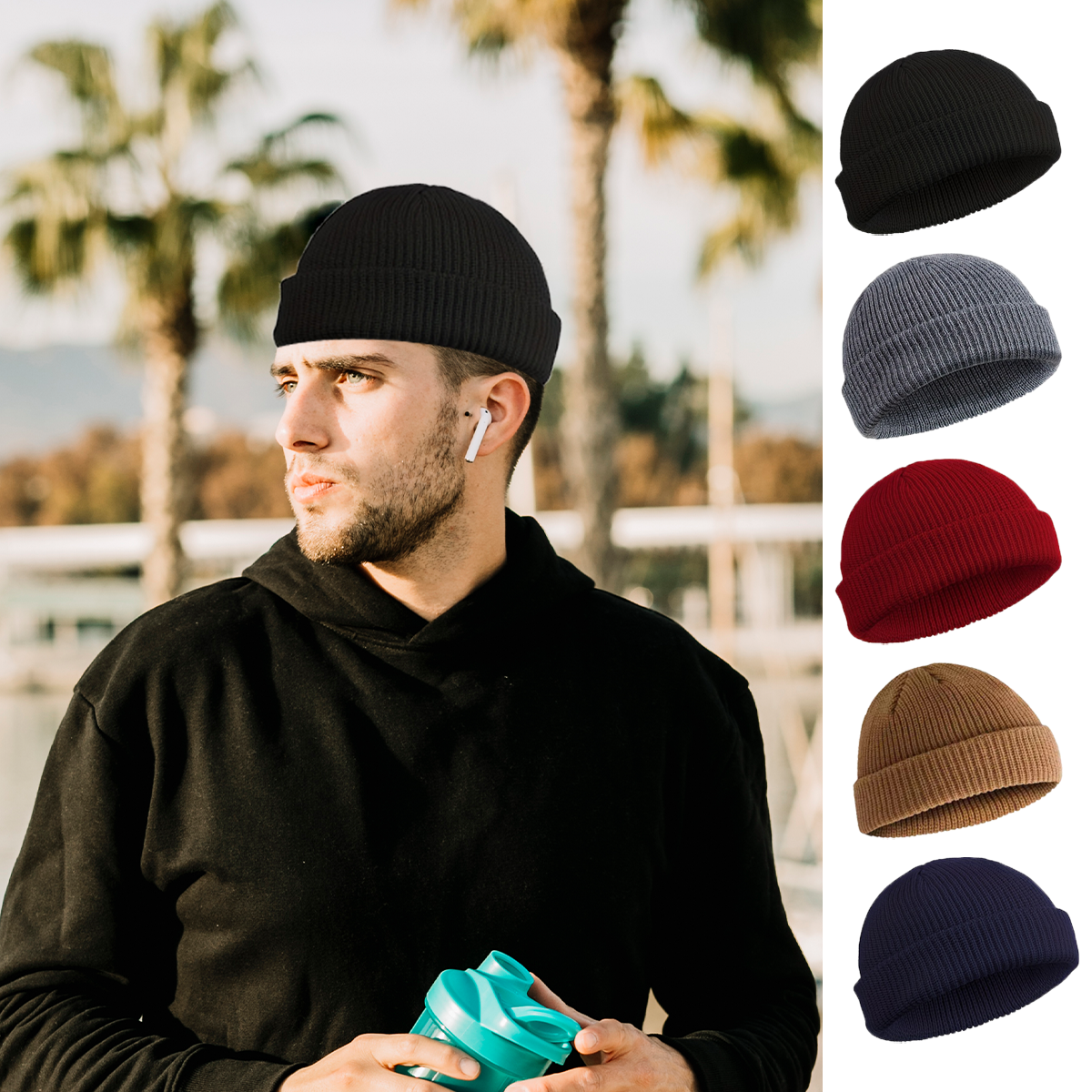 Winter Knitted Hat Warm Outdoo - Beanie Cuffed Knit บทวิจารณ์และราคา